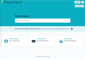 Support portal homepage